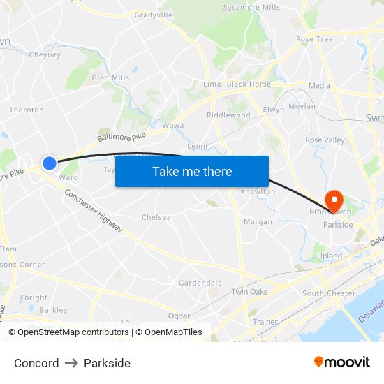 Concord to Parkside map