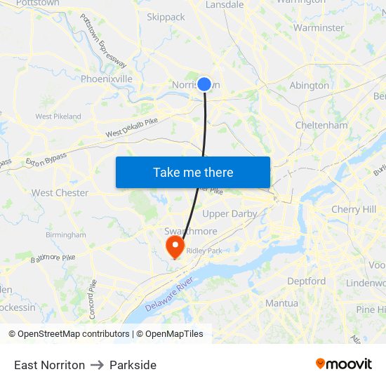 East Norriton to Parkside map