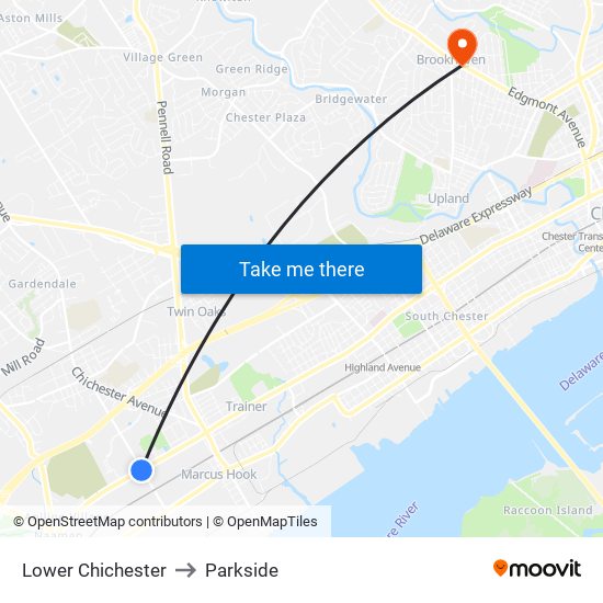 Lower Chichester to Parkside map