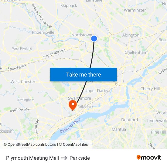 Plymouth Meeting Mall to Parkside map