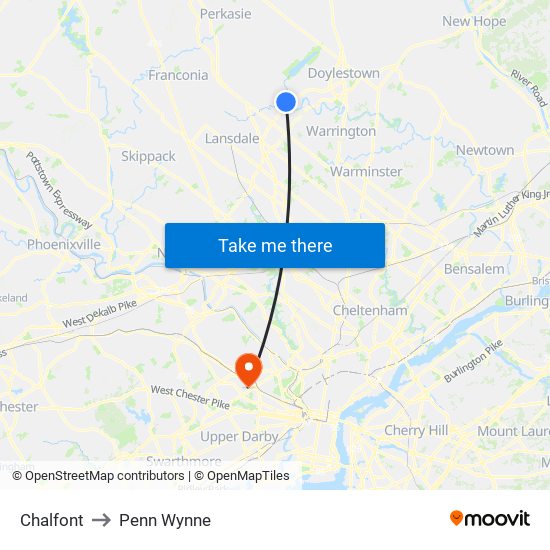 Chalfont to Penn Wynne map