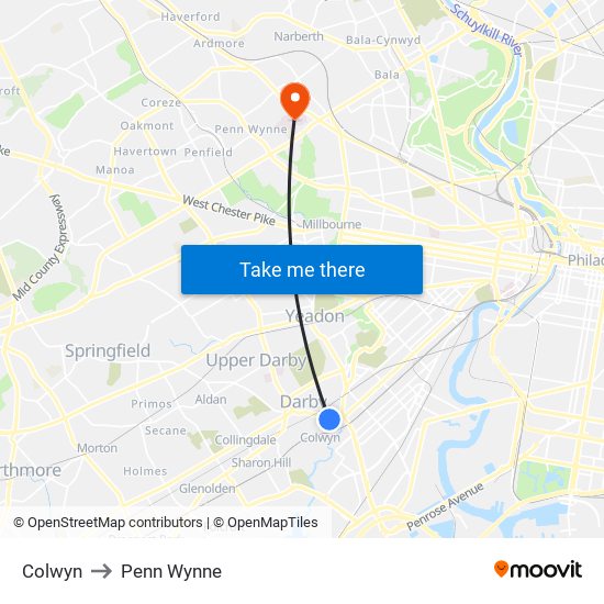 Colwyn to Penn Wynne map