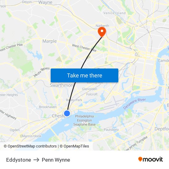 Eddystone to Penn Wynne map