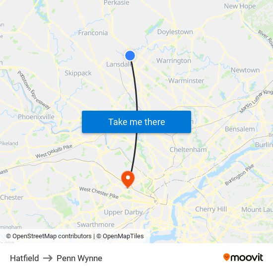Hatfield to Penn Wynne map
