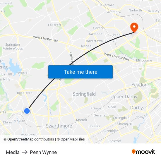 Media to Penn Wynne map