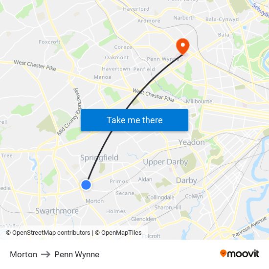 Morton to Penn Wynne map