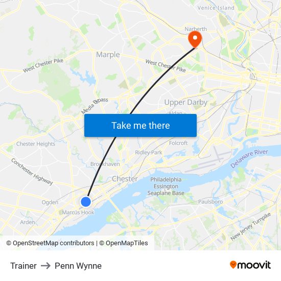 Trainer to Penn Wynne map