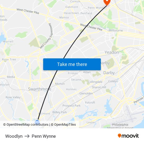 Woodlyn to Penn Wynne map
