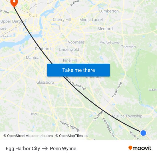 Egg Harbor City to Penn Wynne map
