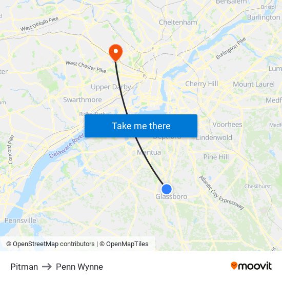Pitman to Penn Wynne map