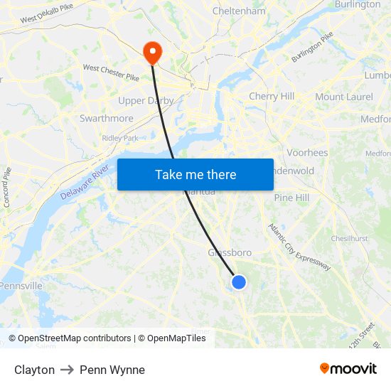 Clayton to Penn Wynne map