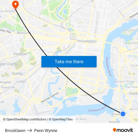 Brooklawn to Penn Wynne map