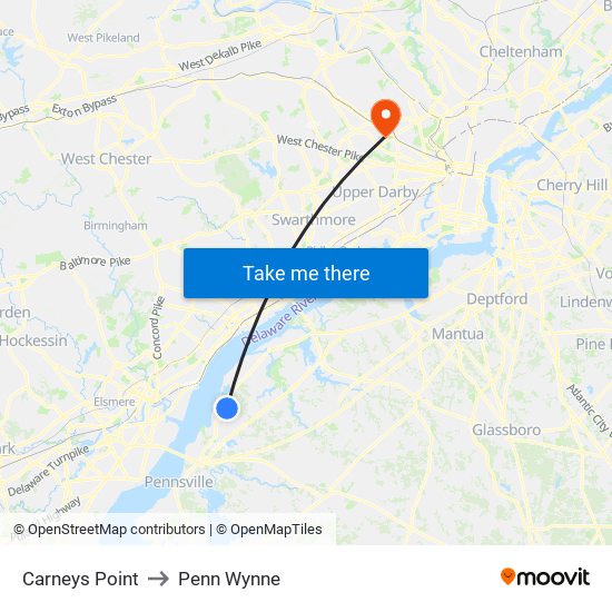 Carneys Point to Penn Wynne map