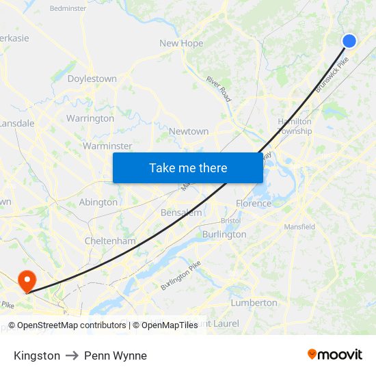 Kingston to Penn Wynne map