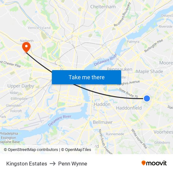 Kingston Estates to Penn Wynne map
