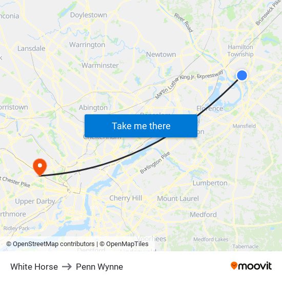 White Horse to Penn Wynne map