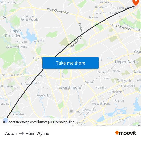 Aston to Penn Wynne map