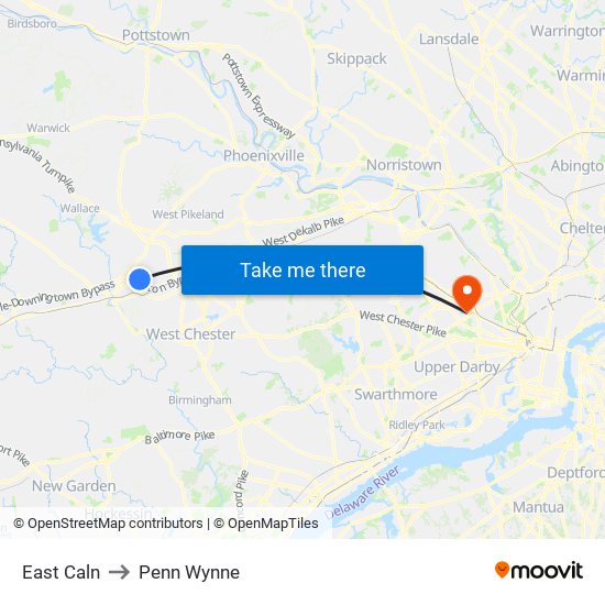 East Caln to Penn Wynne map