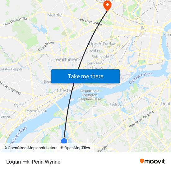 Logan to Penn Wynne map