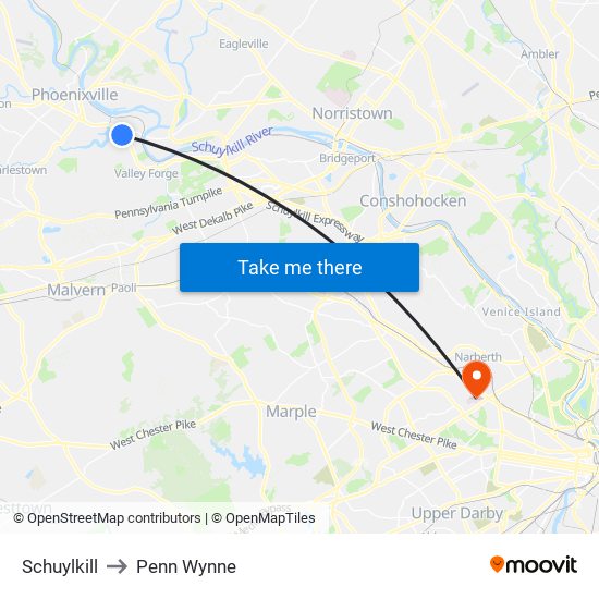 Schuylkill to Penn Wynne map