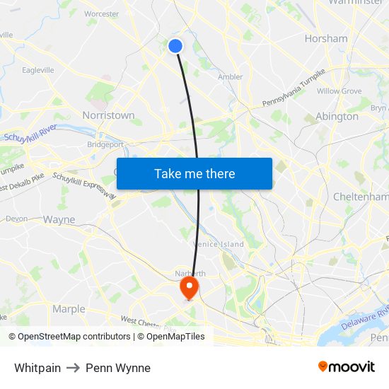 Whitpain to Penn Wynne map