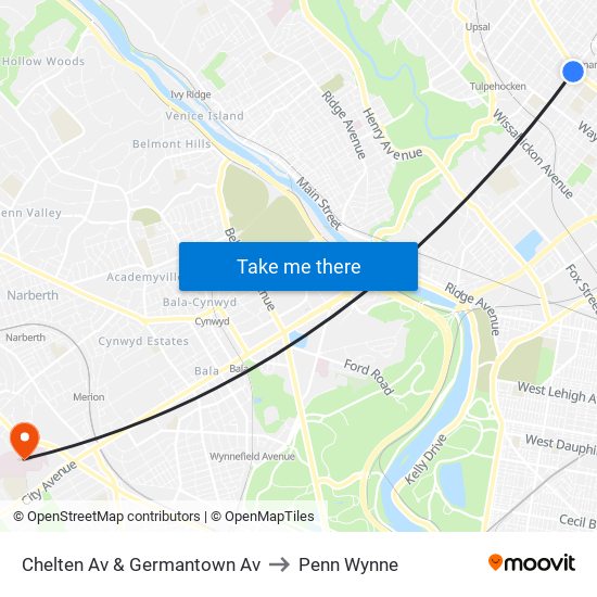 Chelten Av & Germantown Av to Penn Wynne map