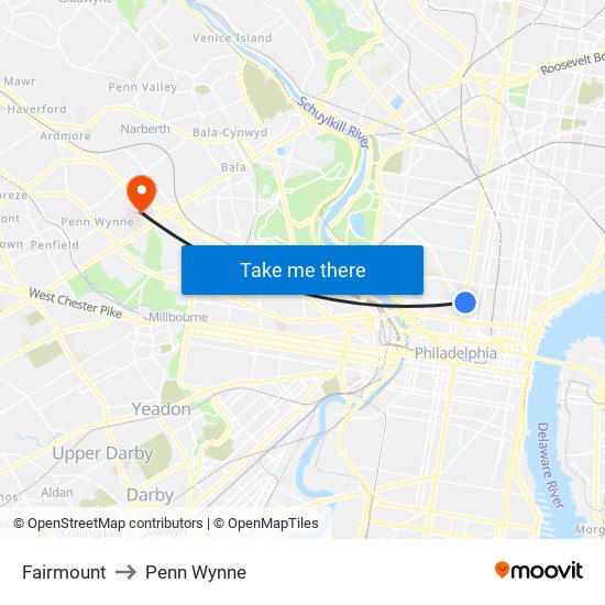 Fairmount to Penn Wynne map