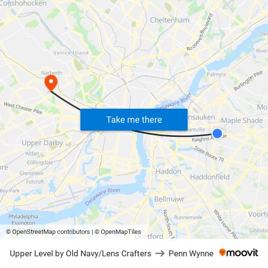 Upper Level by Old Navy/Lens Crafters to Penn Wynne map