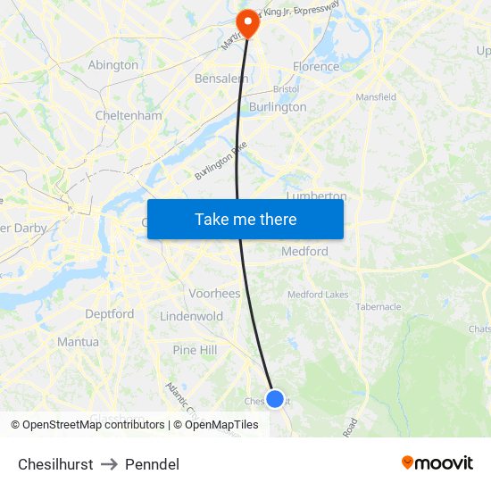 Chesilhurst to Penndel map