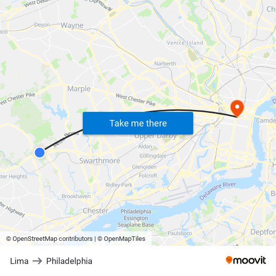 Lima to Philadelphia map