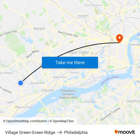 Village Green-Green Ridge to Philadelphia map