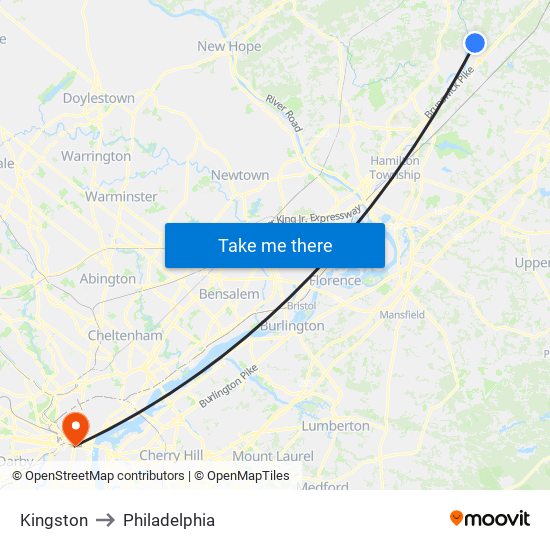 Kingston to Philadelphia map