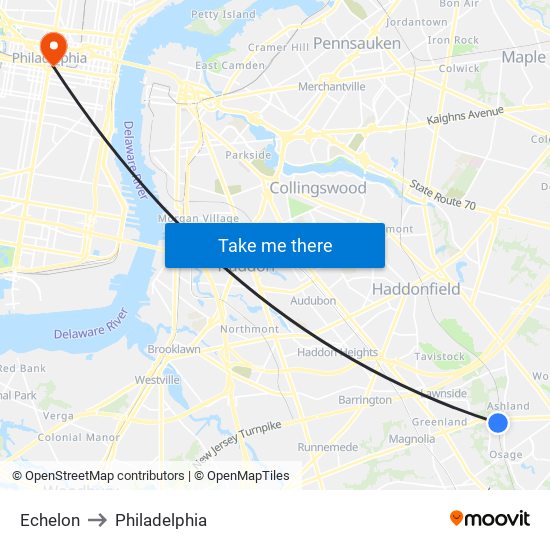 Echelon to Philadelphia map