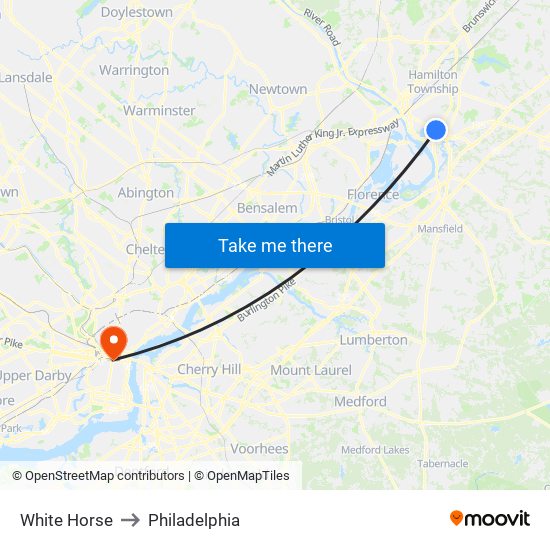 White Horse to Philadelphia map