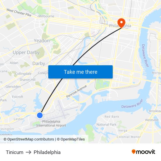 Tinicum to Philadelphia map