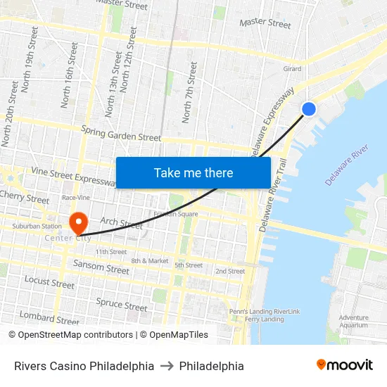 Rivers Casino Philadelphia to Philadelphia map