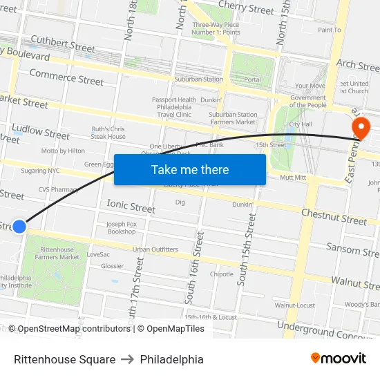 Rittenhouse Square to Philadelphia map