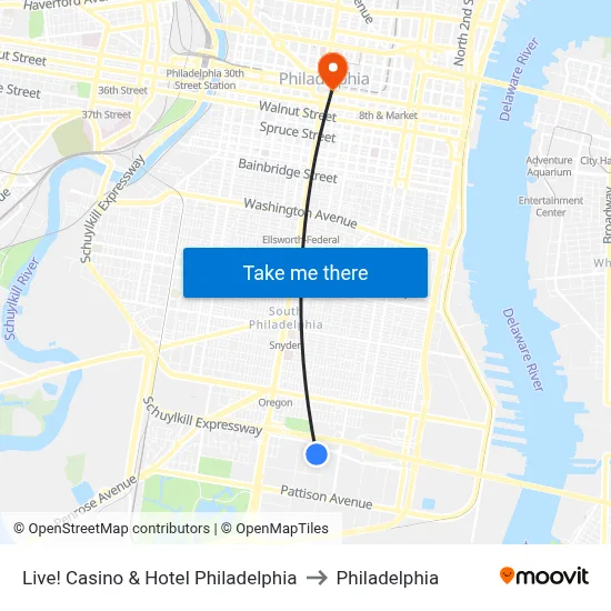 Live! Casino & Hotel Philadelphia to Philadelphia map