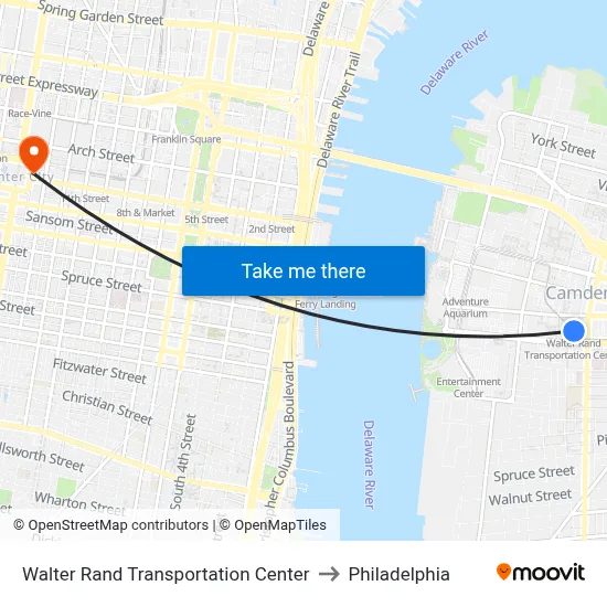 Walter Rand Transportation Center to Philadelphia map