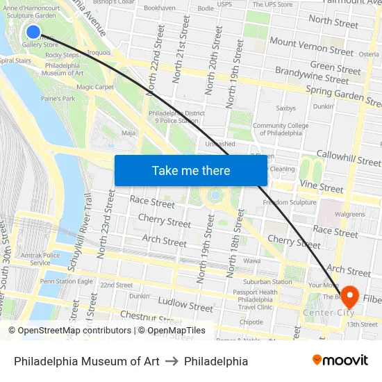 Philadelphia Museum of Art to Philadelphia map