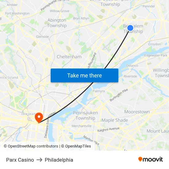 Parx Casino to Philadelphia map