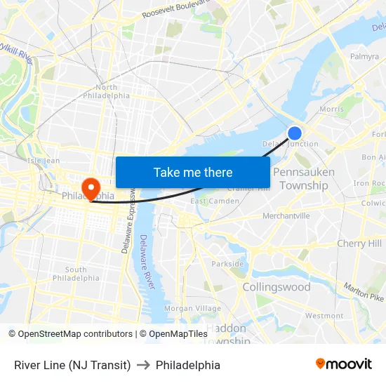 River Line (NJ Transit) to Philadelphia map