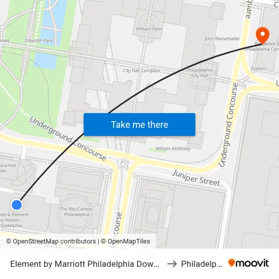 Element by Marriott Philadelphia Downtown to Philadelphia map