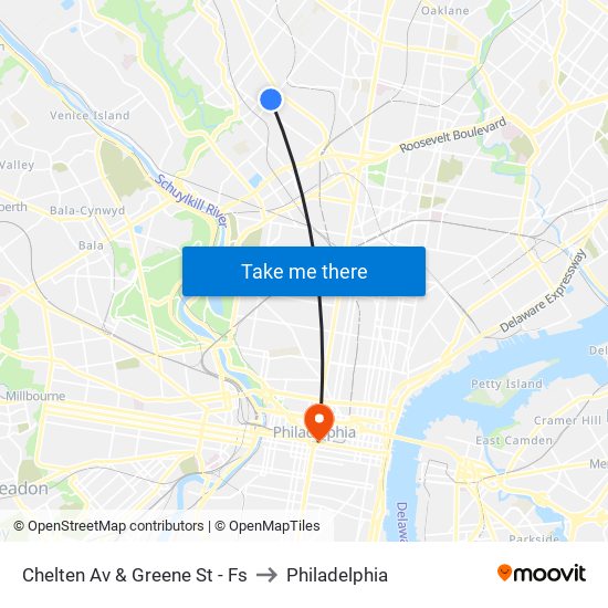 Chelten Av & Greene St - Fs to Philadelphia map