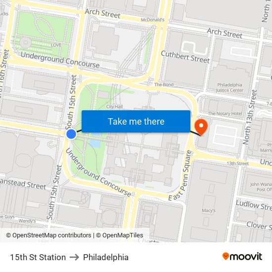 15th St Station to Philadelphia map