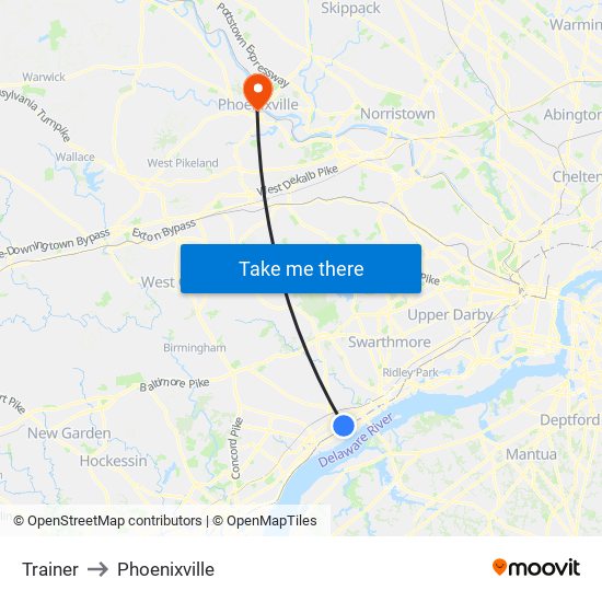 Trainer to Phoenixville map