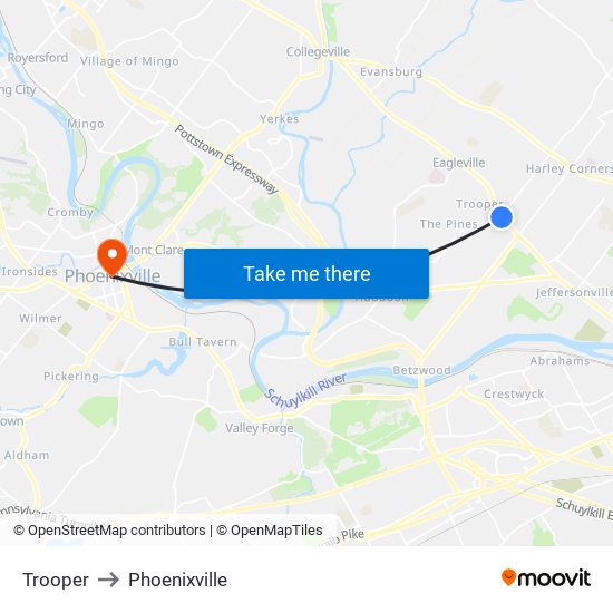 Trooper to Phoenixville map