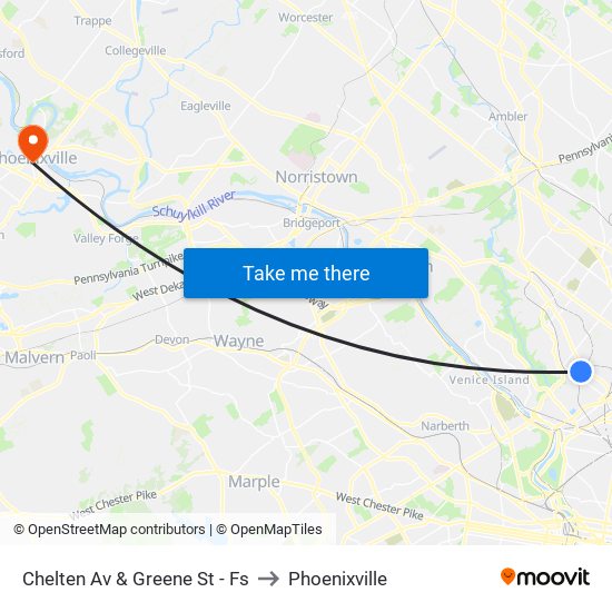 Chelten Av & Greene St - Fs to Phoenixville map