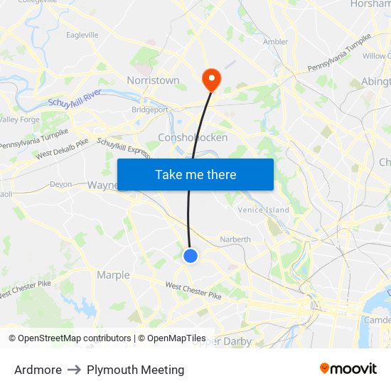 Ardmore to Plymouth Meeting map