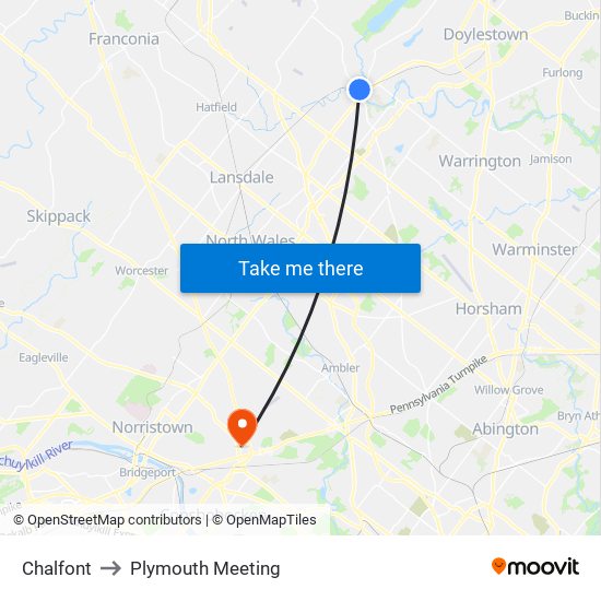 Chalfont to Plymouth Meeting map